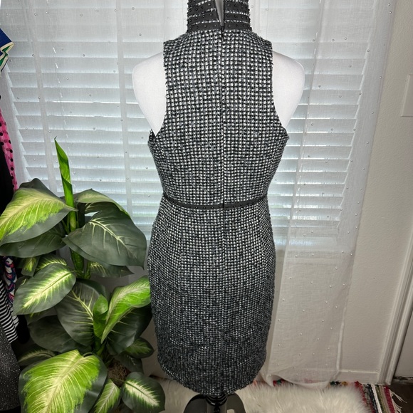 Karl Lagerfeld Impulse Black Tweed High Collar Sheath Dress Classic Size 2 - Picture 9 of 12